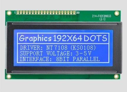 192*64 ドットマトリックス STN LCD モジュール 20ピン 8 ビット パラレル 工業医療用